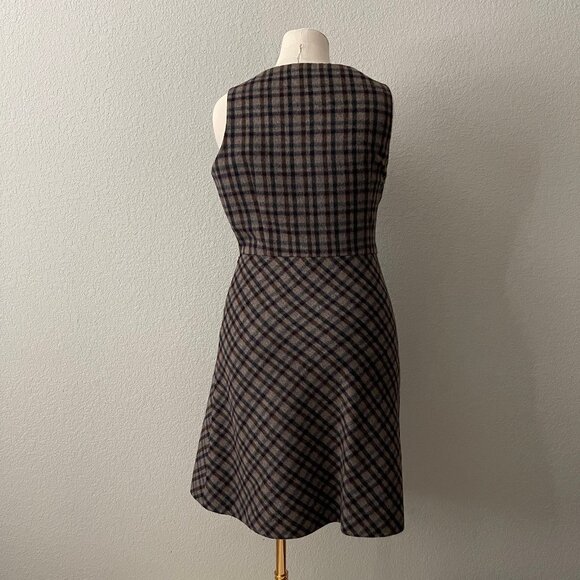Christian Dior Wool and Alpaca Brown Plaid A-Line Dress US 10/UK 14/FR 42 - Picture 4 of 9